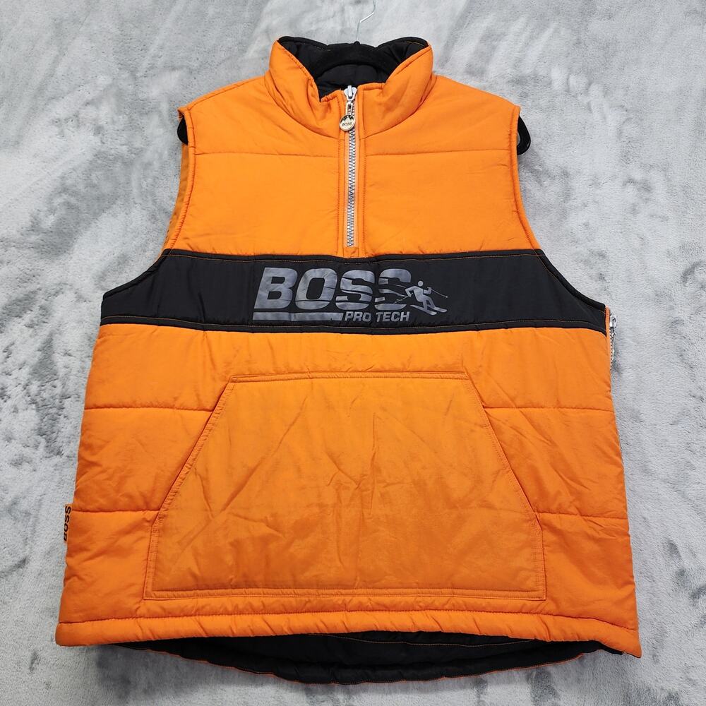 Vintage‎ 90s BOSS IG Design Pullover Puffer Vest Size M Orange Skiing Streetwear